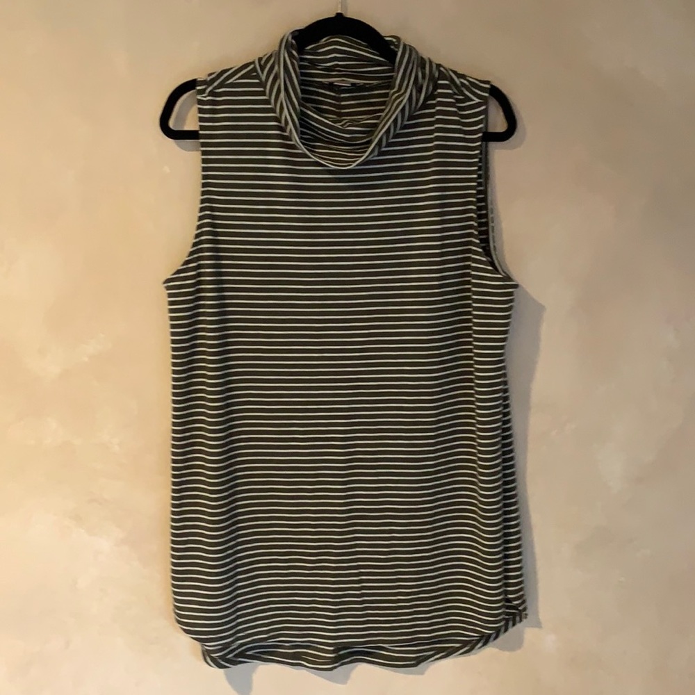 LOFT Army Green Turtle-Neck Tank Top